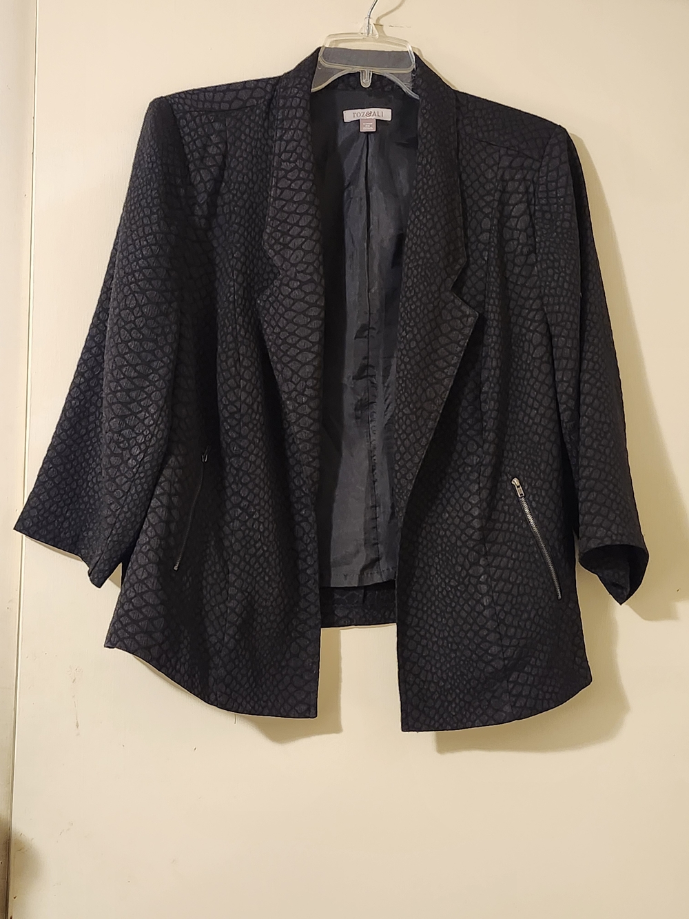 Roz&Ali Draped Open Front Snake PrintGoth Dark Arcadia Edgy Blazer Jacket 2X